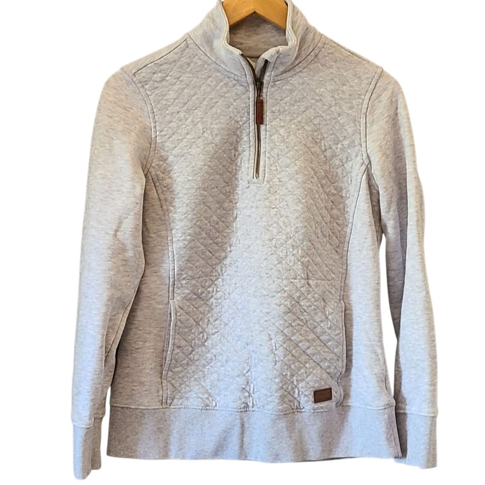 L.L. Bean Light Gray Quilted Pullover Quarter Zip Outdoors Activewear Jacket